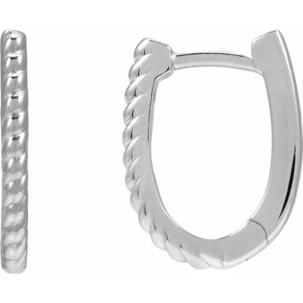 Sterling Silver Oval Rope 15 mm Hoop Earrings