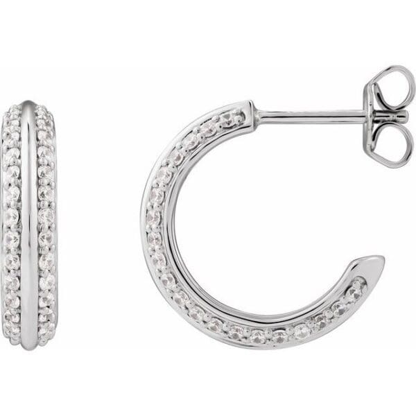 14K Yellow 5/8 CTW Natural Diamond Hoop Earrings