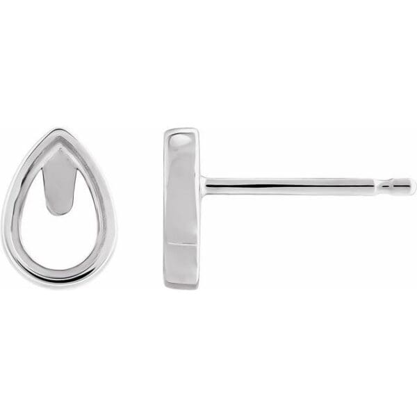 Sterling Silver 8x5 mm Pear Bezel-Set Cabochon Earring Mounting