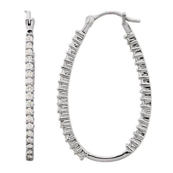 Platinum 1 CTW Natural Diamond Inside-Outside Hoop Earrings