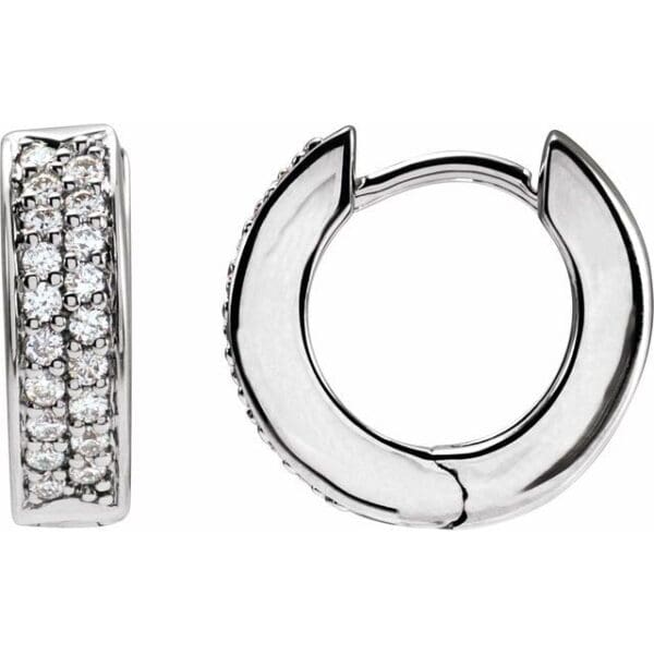 14K White 1/3 CTW  Natural Diamond 13.4 mm Hoop Earrings