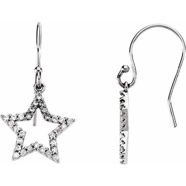 14K White 1/4 CTW Natural Diamond Star Earrings
