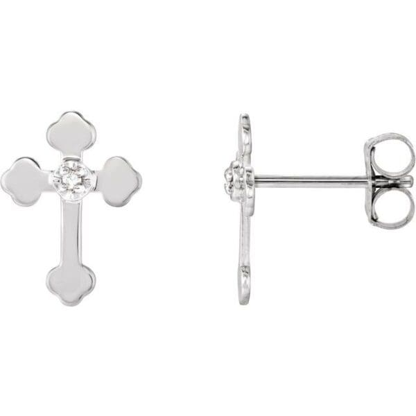 14K Yellow/White .01 CTW Natural Diamond Cross Earrings