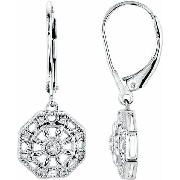 Sterling Silver .07 CTW Natural Diamond Filigree Earring
