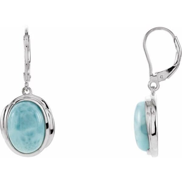 Sterling Silver Natural Larimar Earrings