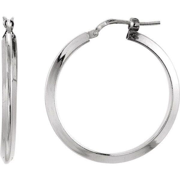 Sterling Silver Knife-Edge Tube 15 mm Hoop Earrings