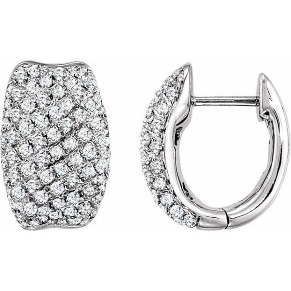 14K White 9/10 CTW Natural Diamond Hoop Earrings