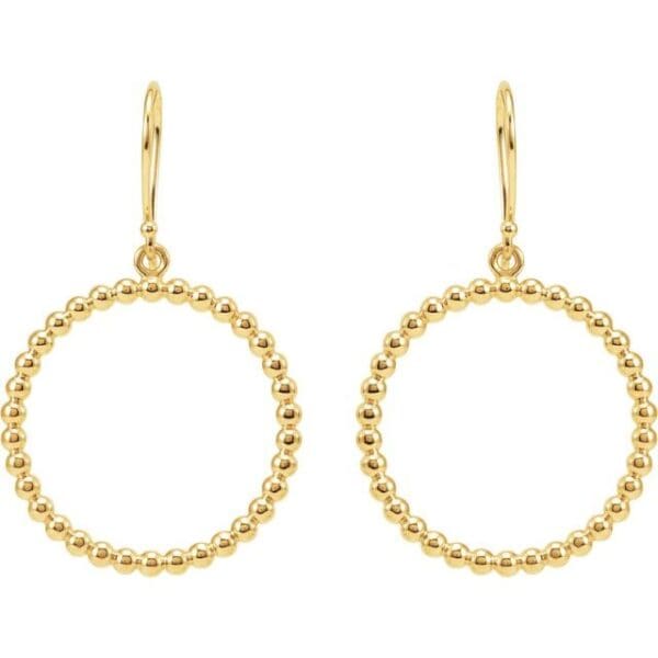 14K Yellow Beaded Circle Earrings