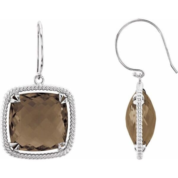 Sterling Silver Natural Smoky Quartz Rope Earrings