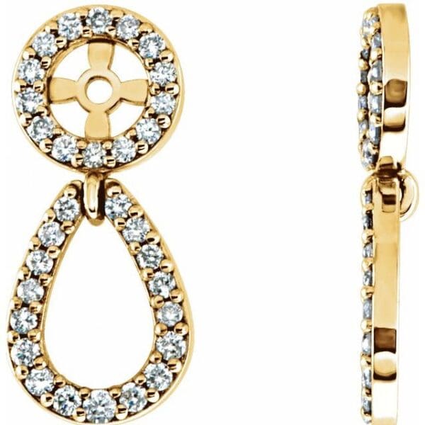 14K Yellow Halo-Style Teardrop Earring Jacket Mounting
