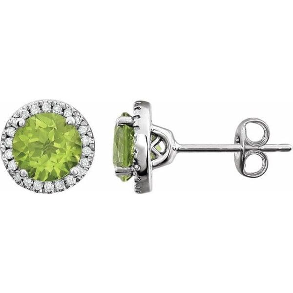 14K White Lab-Grown White Opal & 1/8 CTW Natural Diamond Earrings