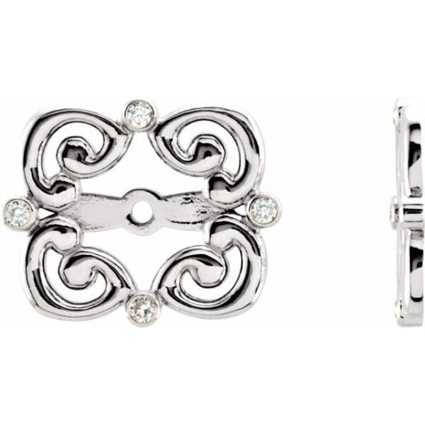 14K White .08 CTW Natiral Diamond Earring Jackets with 5.7 mm ID