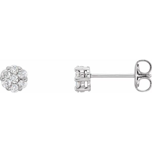 14K White 1/10 CTW Natural Diamond Cluster Earrings