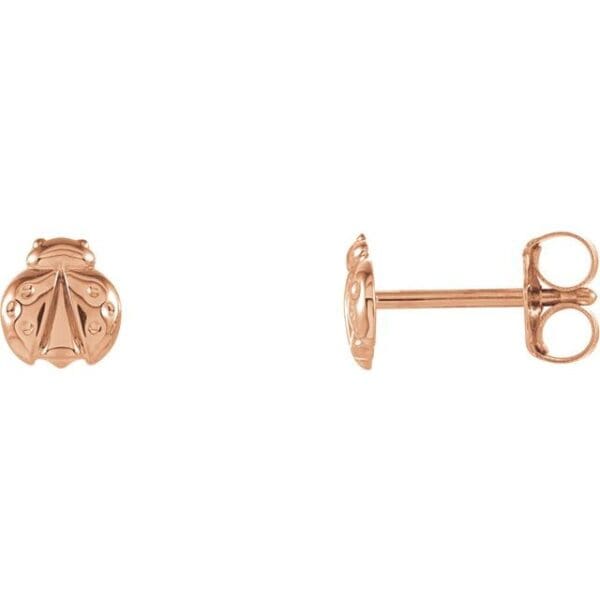 14K White Ladybug Earrings