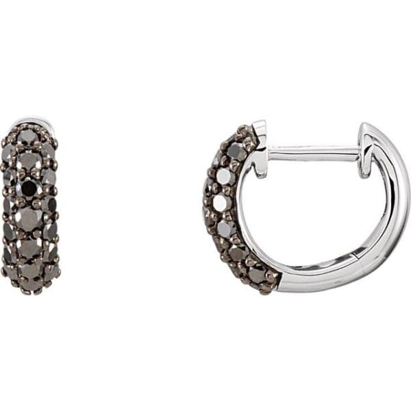 14K White 5/8 CTW Natural Brown Diamond 11 mm Hoop Earrings