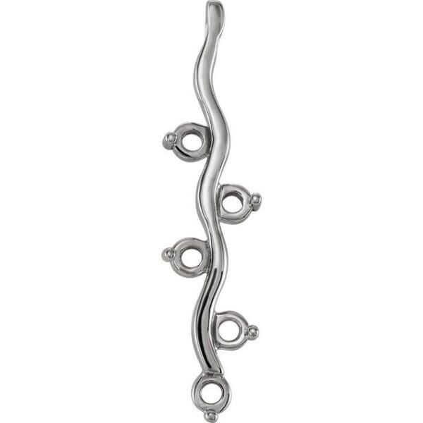 14K White 2-Stone Family Slide Pendant Mounting