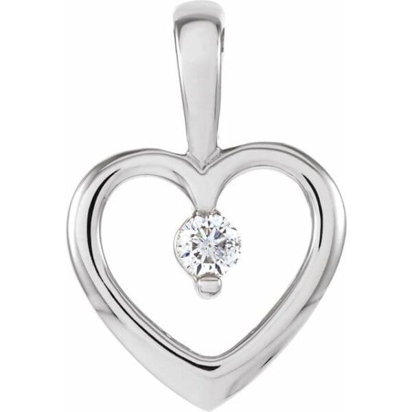 14K White 2.7 mm Round Heart Pendant Mounting