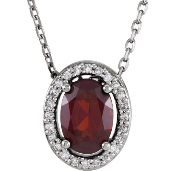 14K White Natural Peridot & .04 CTW Natural Diamond 16" Necklace