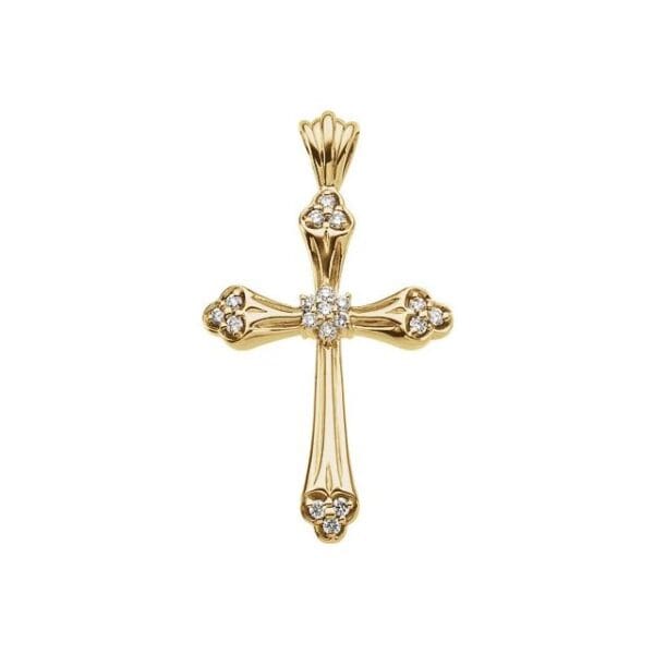14K Yellow 1/4 CTW Natural Diamond Cross Pendant