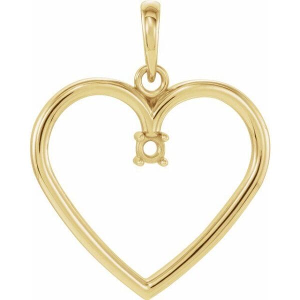 14K White 2.2 mm Round Heart Pendant Mounting