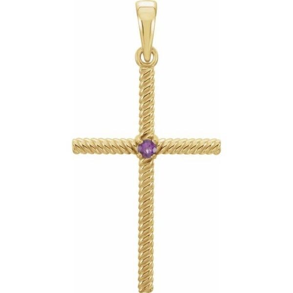 14K Yellow .015 CT Natural Diamond Cross Pendant