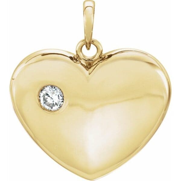 14K White 13.55x8.35 mm Heart Pendant Mounting for 2 mm Round
