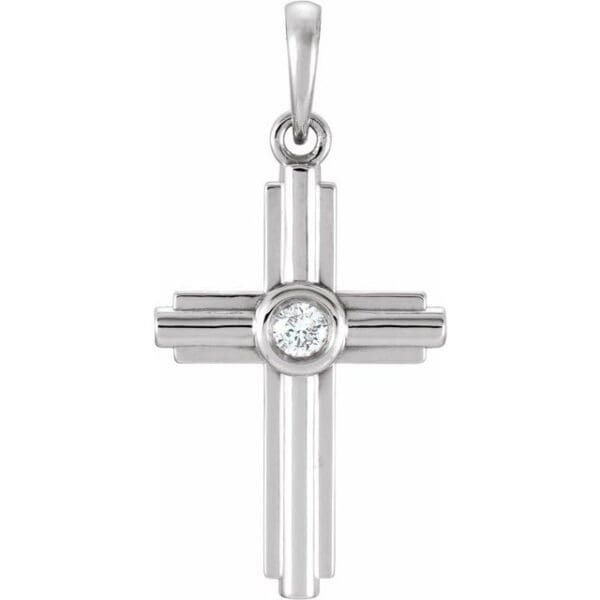 14K White 2.5 mm Round Cross Pendant Mounting