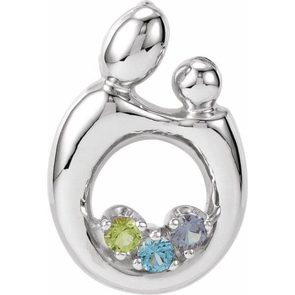 Sterling Silver 1-Stone Mother and Child® Family Slide Pendant Mounting