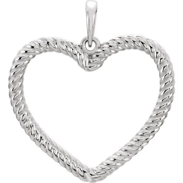14K Rose Rope Heart Pendant