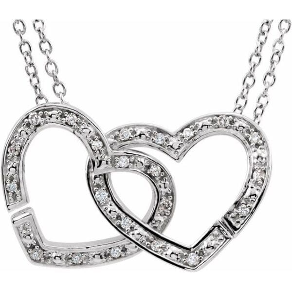Sterling Silver 1/6 CTW Natural Diamond Interlocking Hearts 18" Necklace