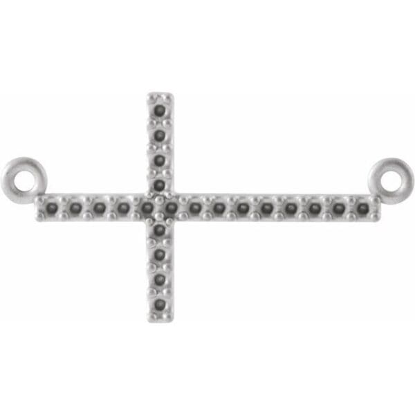 14K White .07 CTW Natural Diamond Sideways Cross 16-18" Necklace