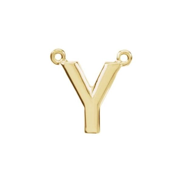 14K Rose Block Initial R Necklace Center