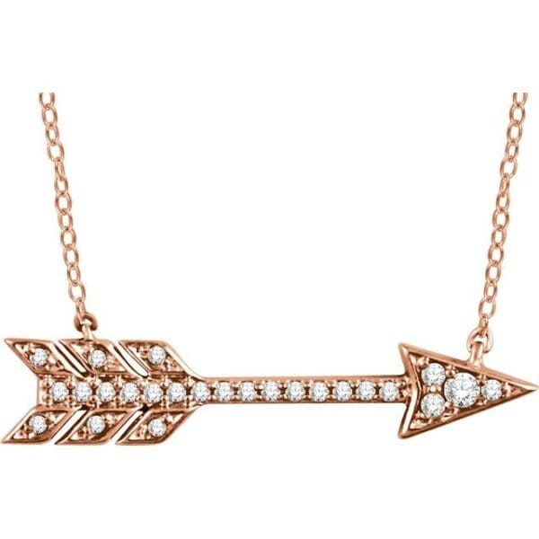 14K Yellow 1/10 CTW Natural Diamond Arrow 18" Necklace