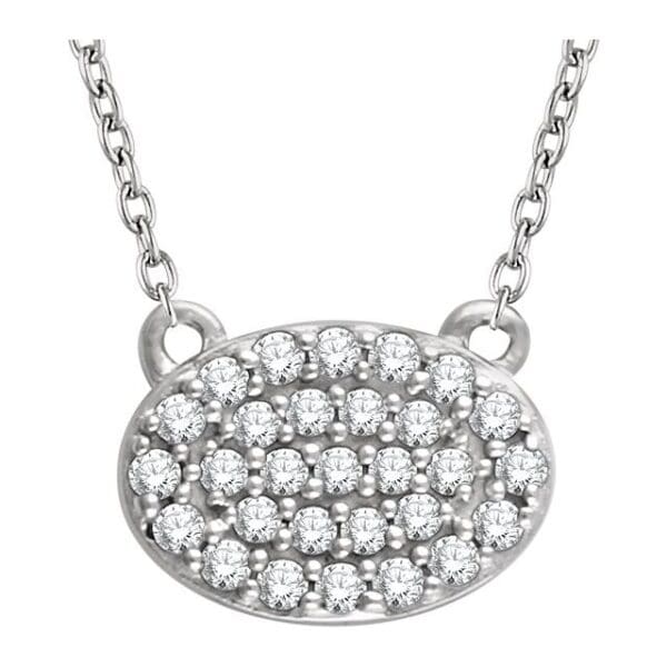 14K White 1/5 CTW Natural Diamond Cluster 16-18" Necklace
