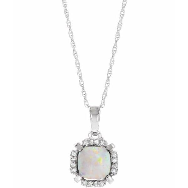 14K White Natural Sky Blue Topaz & .04 CTW Natural Diamond 18" Necklace