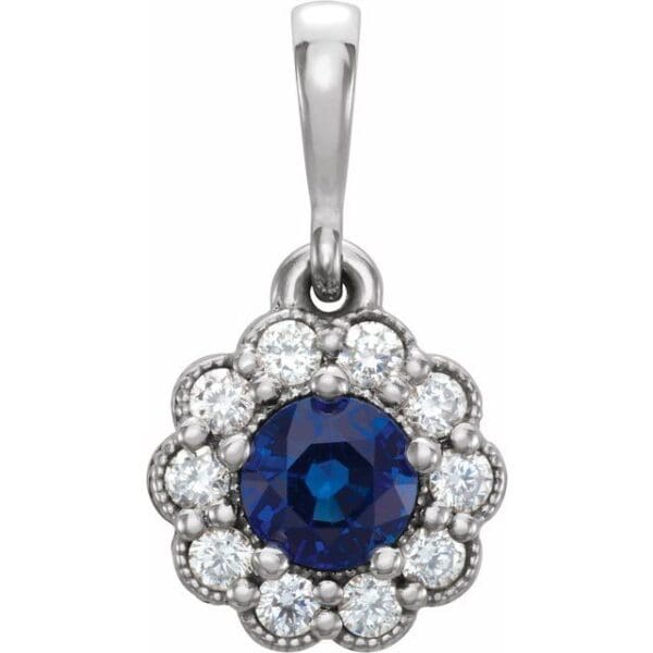 14K White 4 mm Round Halo-Style Pendant Mounting