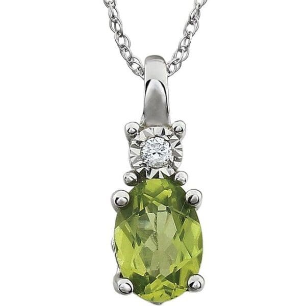 14K White Natural Mozambique Garnet & .02 CT Natural Diamond 18" Necklace