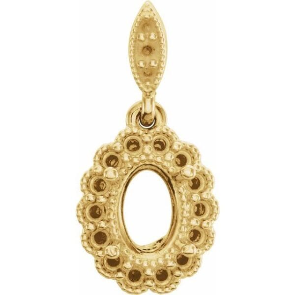 14K White 7x5 mm Oval Halo-Style Pendant Mounting