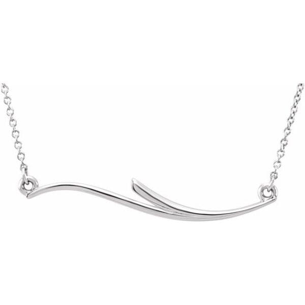 14K White Curvilinear Bar 17 1/2" Necklace