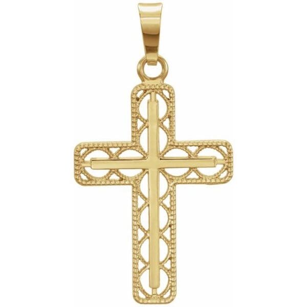 14K Yellow Filigree Cross Pendant