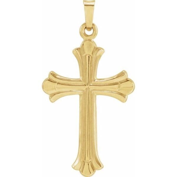 14K Yellow 33.8x17.7 mm Hollow Cross Pendant