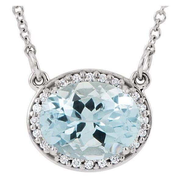 14K Yellow 9x7 mm Oval .04 CTW Natural Diamond Semi-Set 16 1/2" Necklace