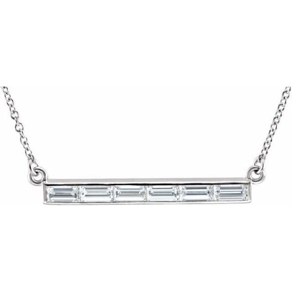 Platinum 3/4 CTW Natural Diamond Bar 17" Necklace