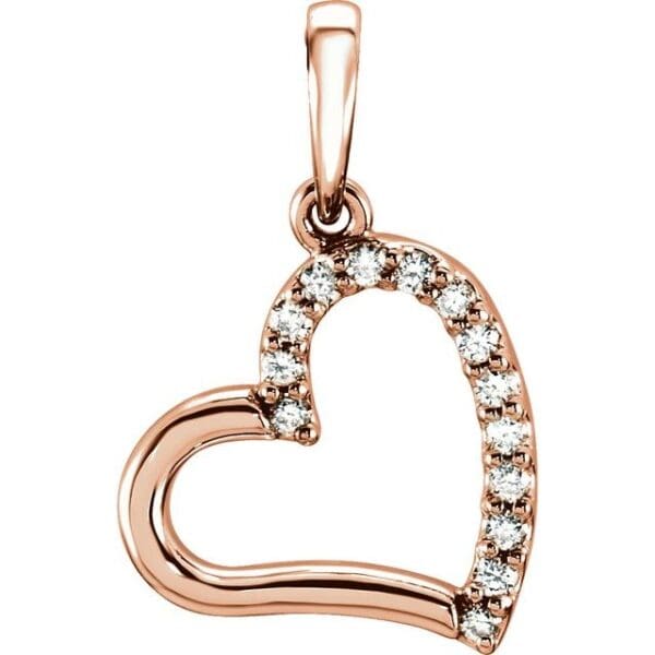 Sterling Silver 1 mm Round Accented Heart Pendant Mounting