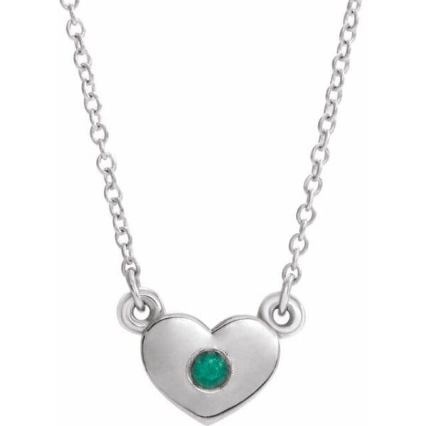 14K White Heart 16" Necklace Mounting
