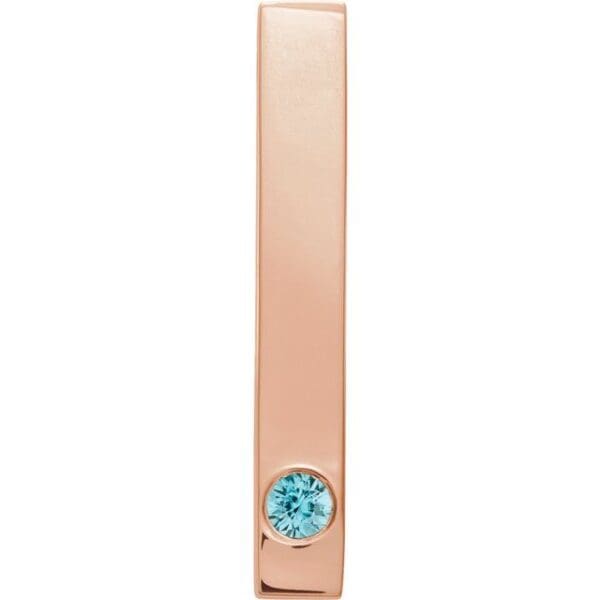 14K White 1-Stone Family Engravable Bar Pendant