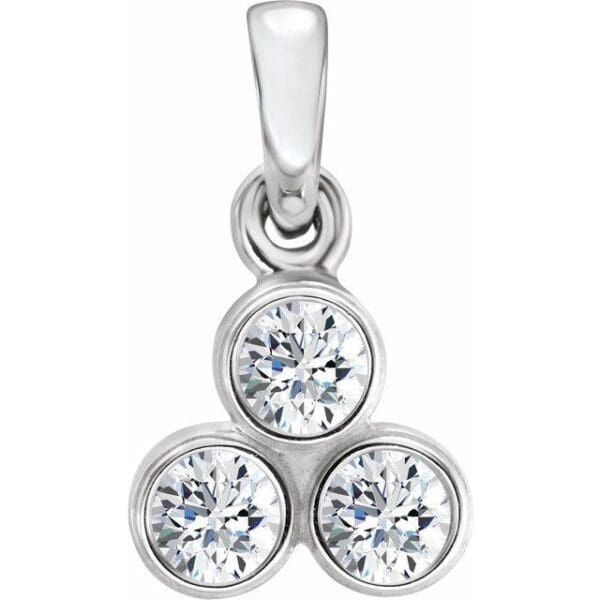 14K White 2 mm Round Three-Stone Pendant Mounting
