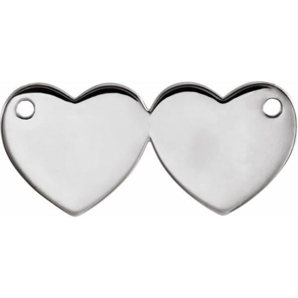 Sterling Silver Engravable Double Heart Necklace Center