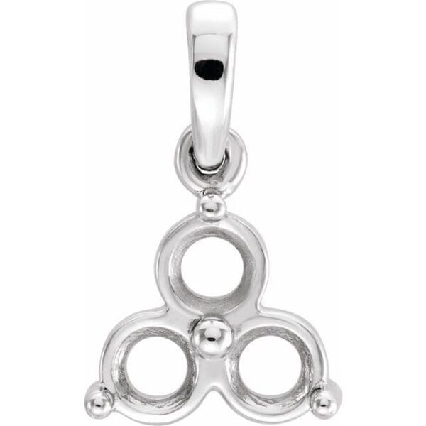 14K Rose 3 mm Round Three-Stone Pendant Mounting