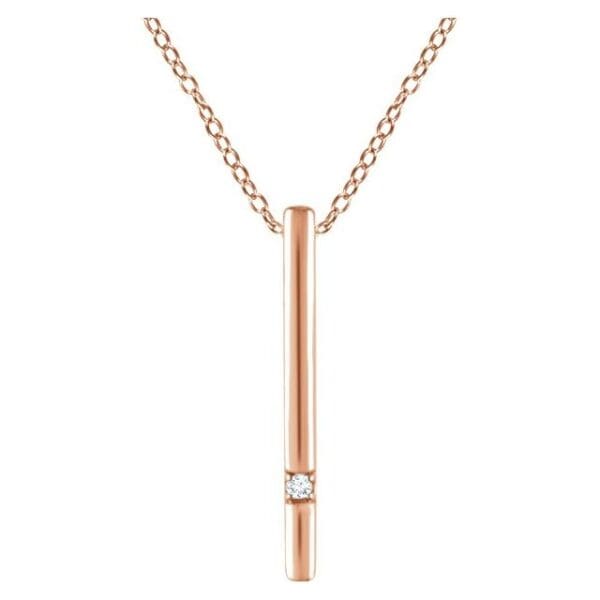 14K Yellow .015 CT Natural Diamond Bar 16-18" Necklace
